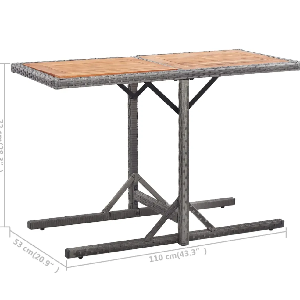 vidaXL Tuintafel poly rattan en massief acaciahout antraciet