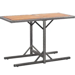 vidaXL Tuintafel poly rattan en massief acaciahout antraciet