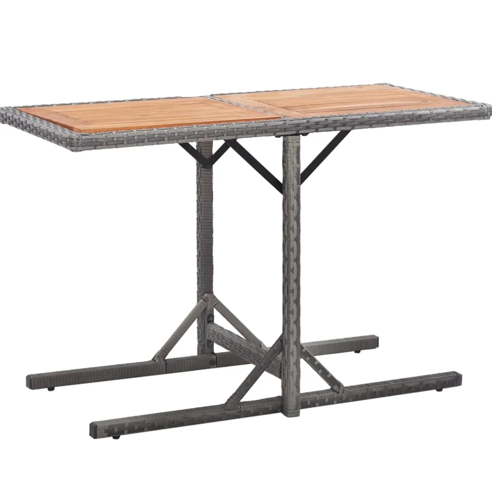 vidaXL Tuintafel poly rattan en massief acaciahout antraciet