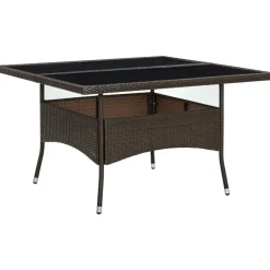 vidaXL Tuintafel poly rattan en glas bruin
