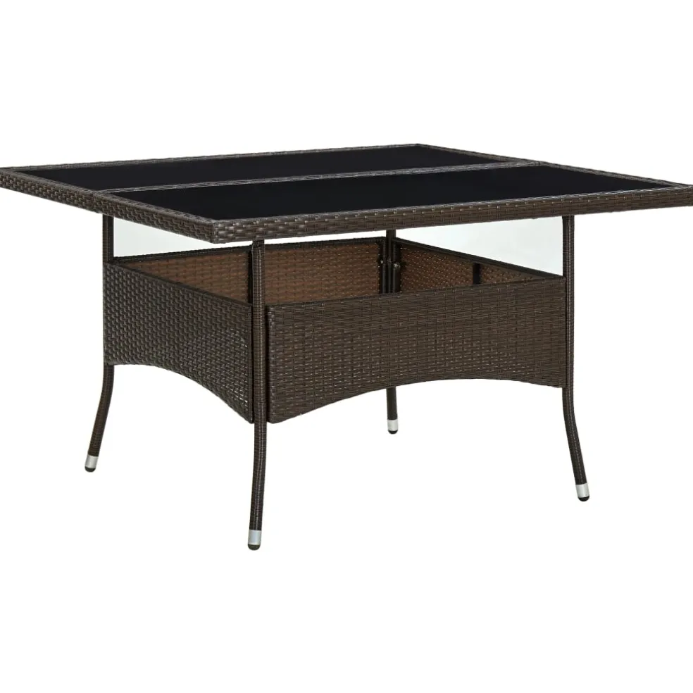 vidaXL Tuintafel poly rattan en glas bruin
