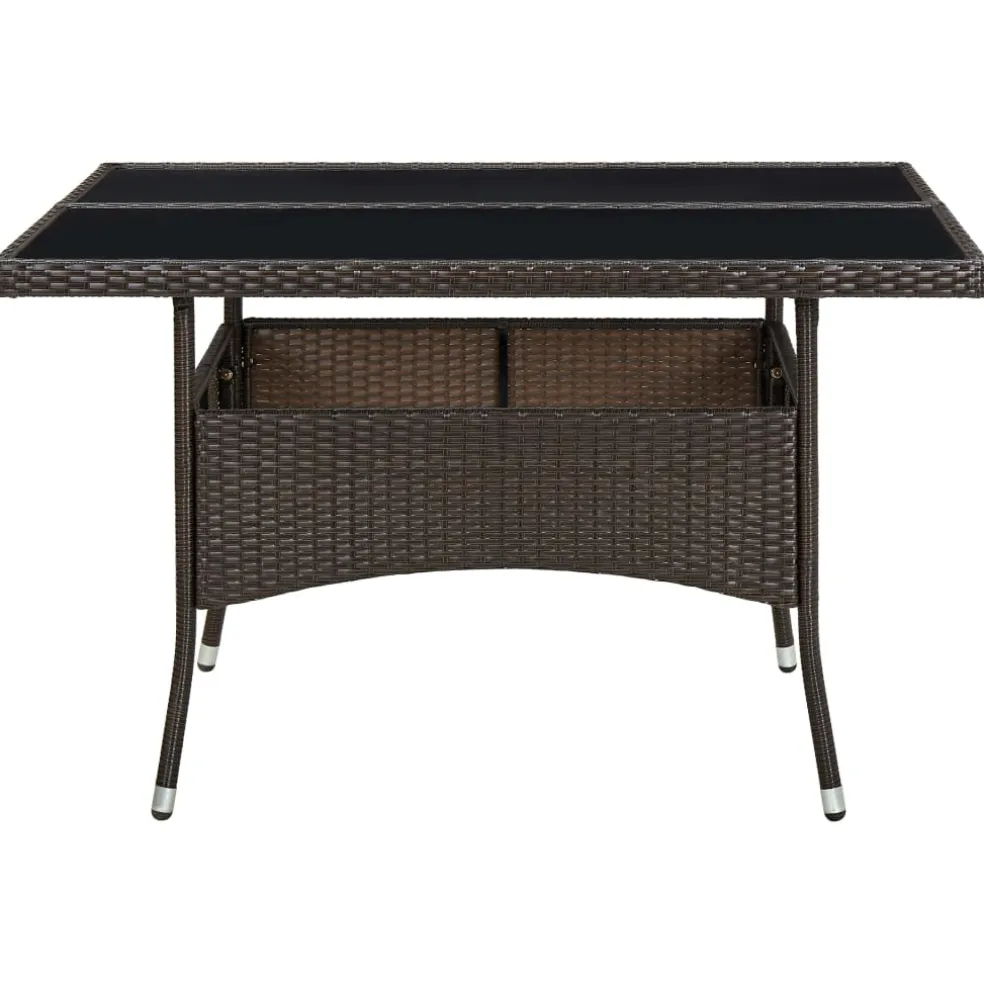 vidaXL Tuintafel poly rattan en glas bruin