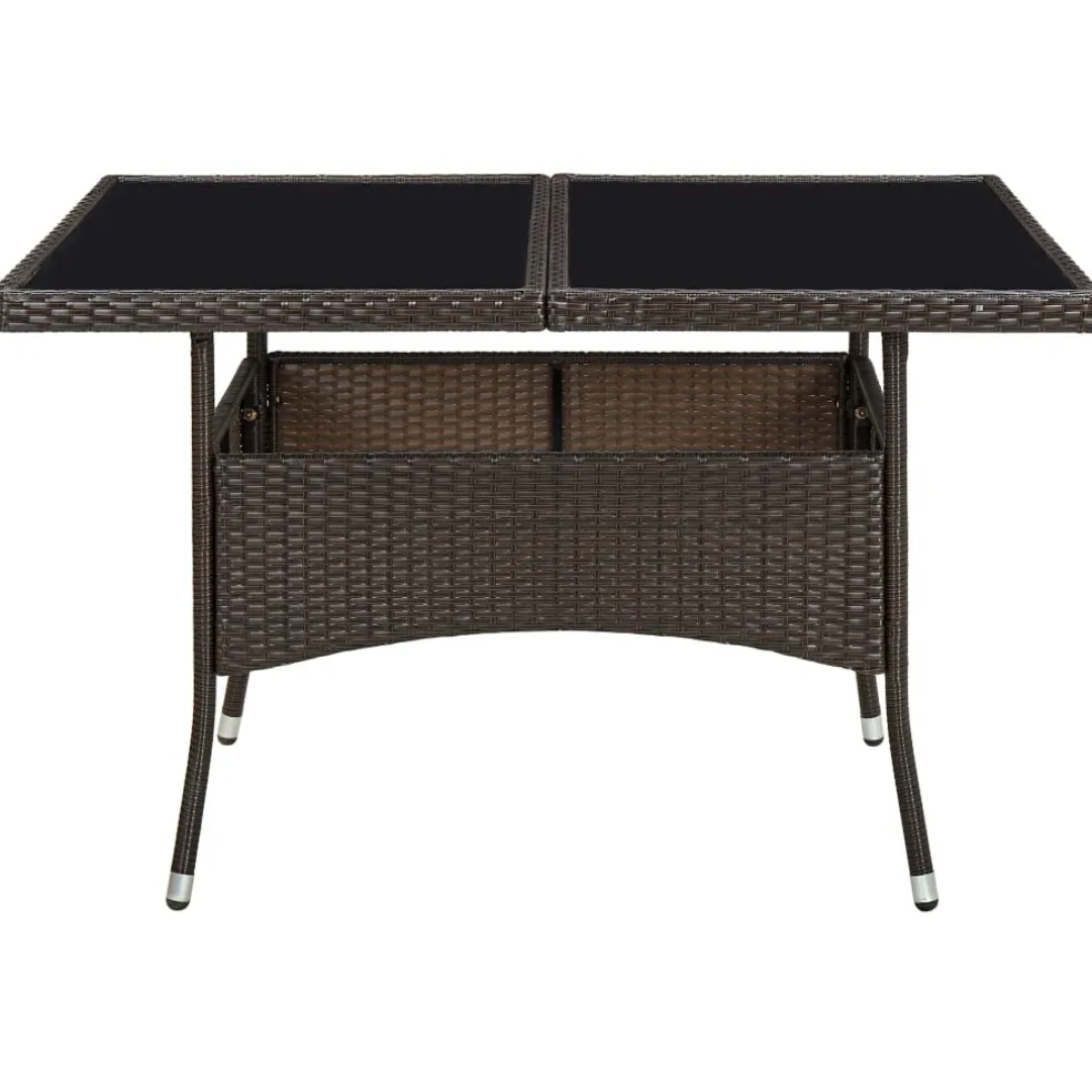vidaXL Tuintafel poly rattan en glas bruin