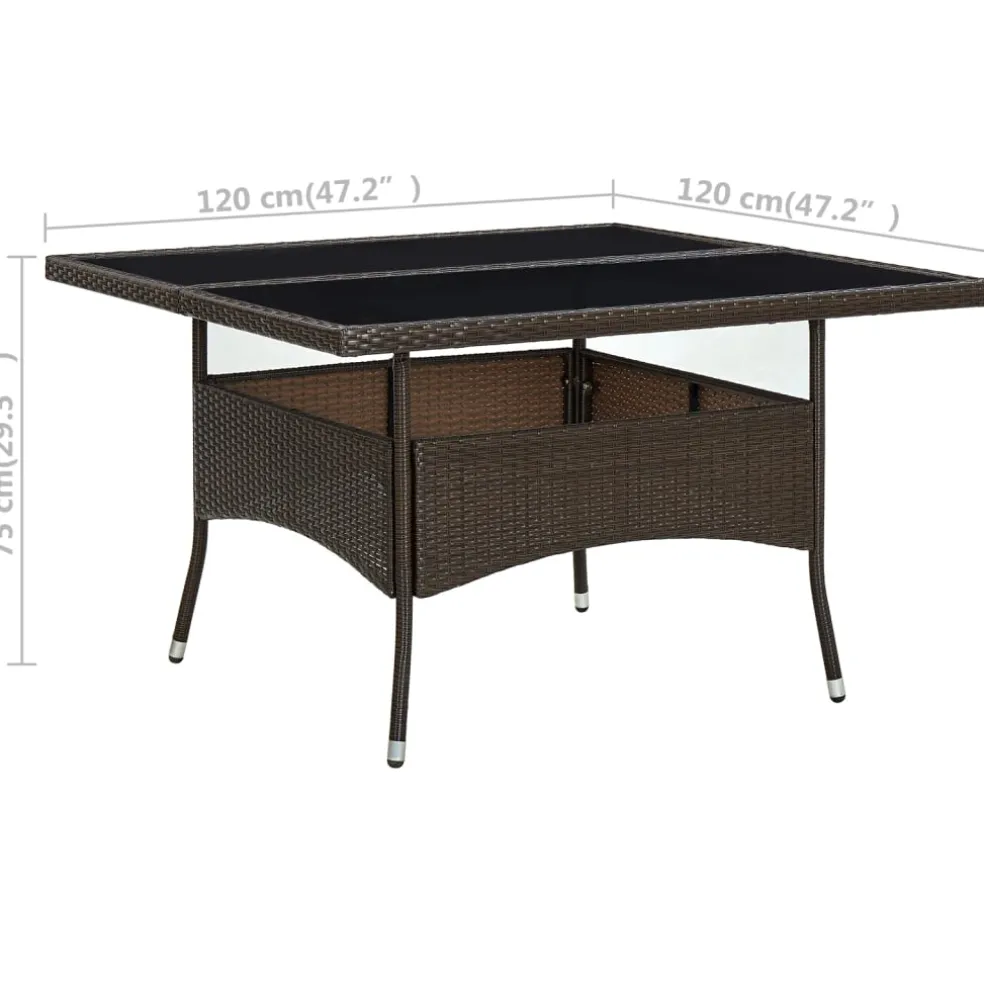 vidaXL Tuintafel poly rattan en glas bruin