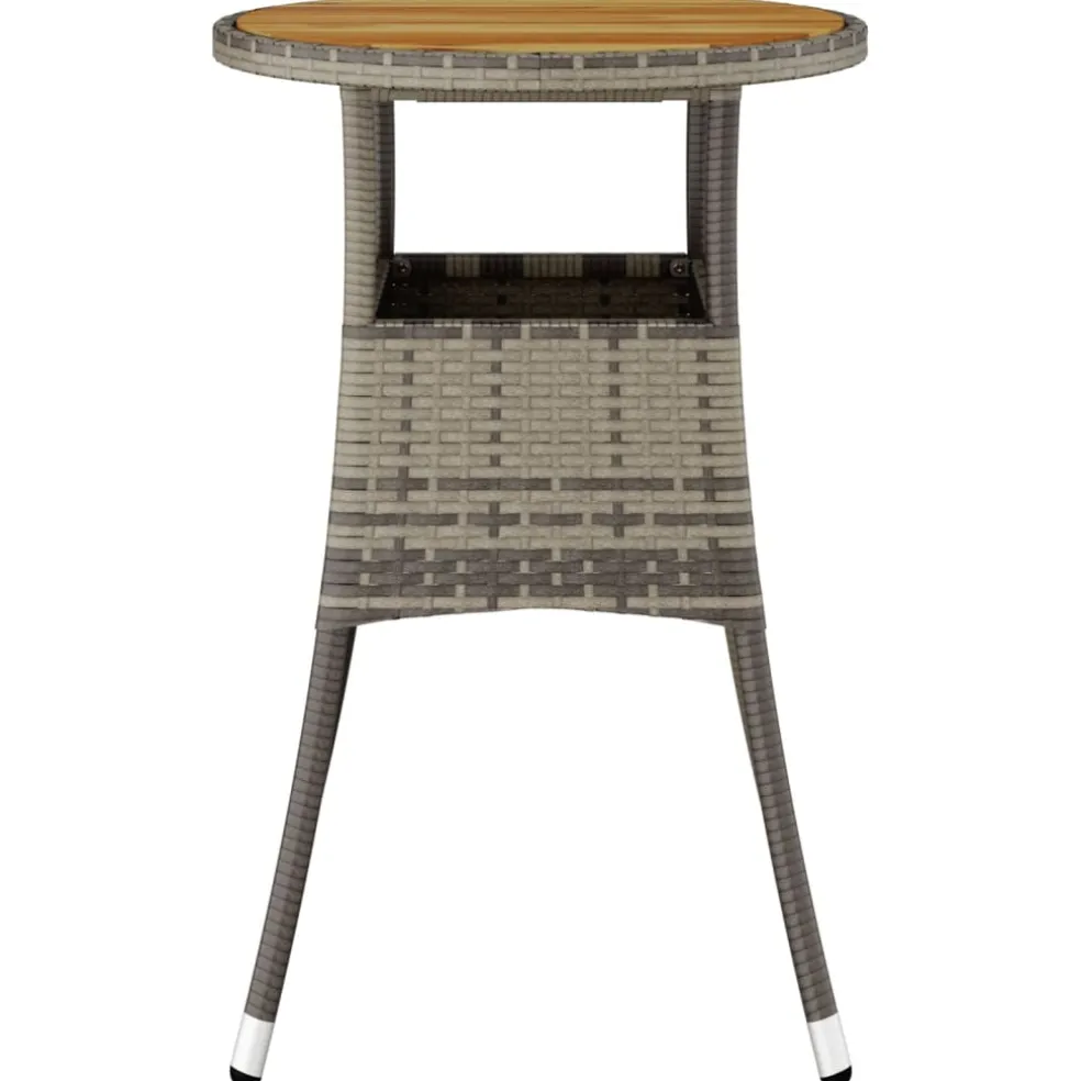 vidaXL Tuintafel Ø60x75 cm acaciahout en poly rattan grijs