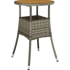 vidaXL Tuintafel Ø60x75 cm acaciahout en poly rattan grijs