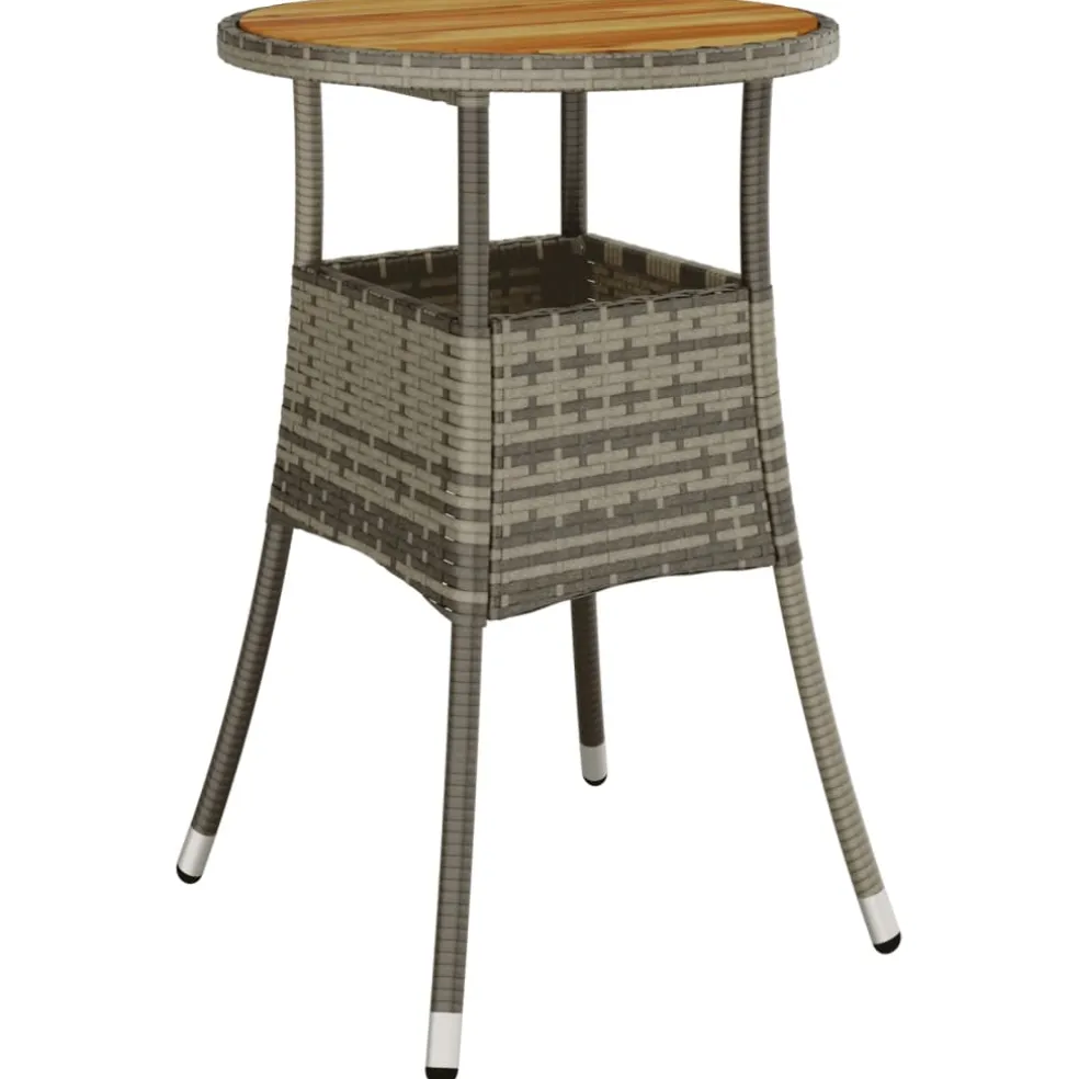 vidaXL Tuintafel Ø60x75 cm acaciahout en poly rattan grijs