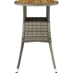 vidaXL Tuintafel Ø60x75 cm acaciahout en poly rattan grijs