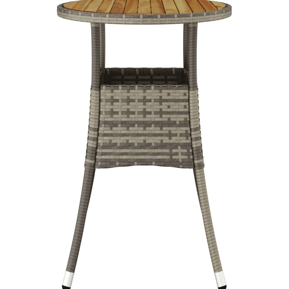 vidaXL Tuintafel Ø60x75 cm acaciahout en poly rattan grijs