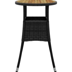 vidaXL Tuintafel Ø60x75 cm acaciahout en poly rattan zwart
