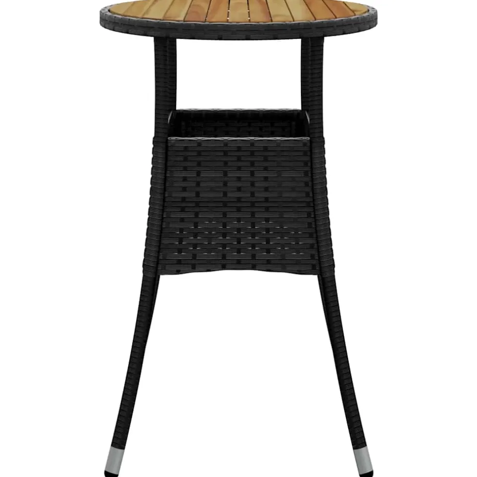 vidaXL Tuintafel Ø60x75 cm acaciahout en poly rattan zwart