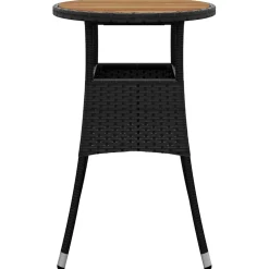 vidaXL Tuintafel Ø60x75 cm acaciahout en poly rattan zwart