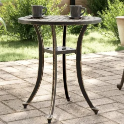 vidaXL Tuintafel Ø 48x53 cm gietaluminium bronskleurig
