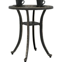 vidaXL Tuintafel Ø 48x53 cm gietaluminium bronskleurig