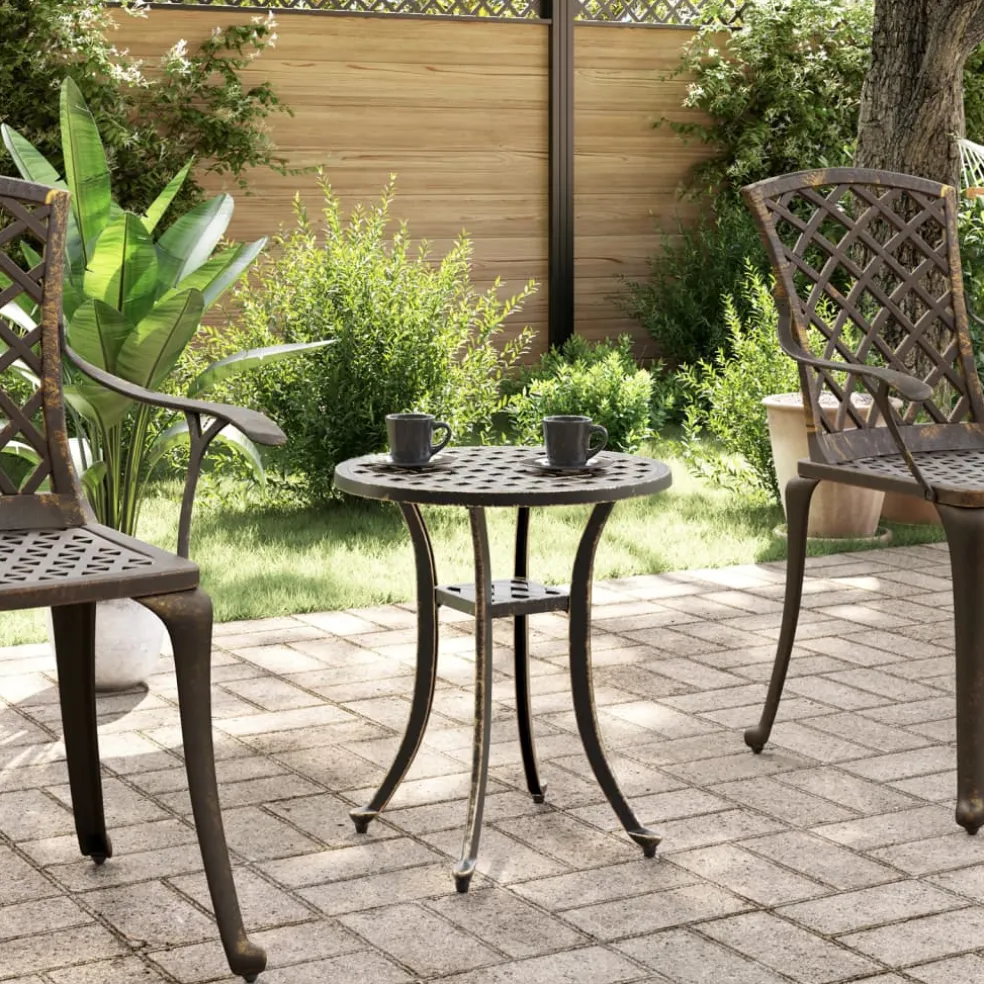 vidaXL Tuintafel Ø 48x53 cm gietaluminium bronskleurig