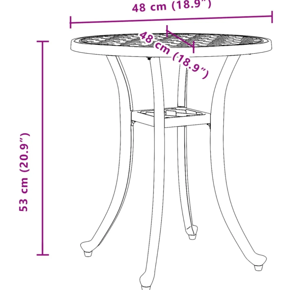 vidaXL Tuintafel Ø 48x53 cm gietaluminium bronskleurig