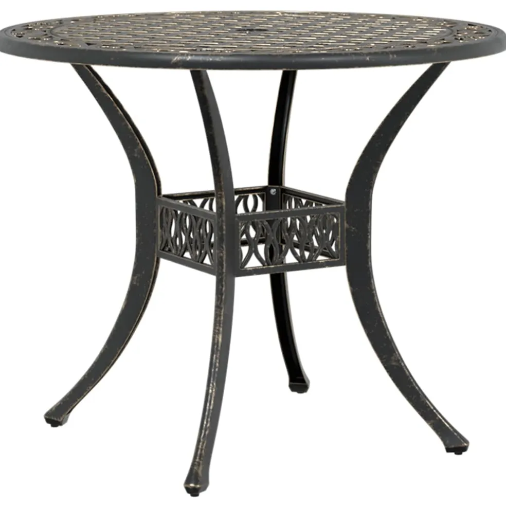 vidaXL Tuintafel Ø 90x75 cm gietaluminium bronskleurig