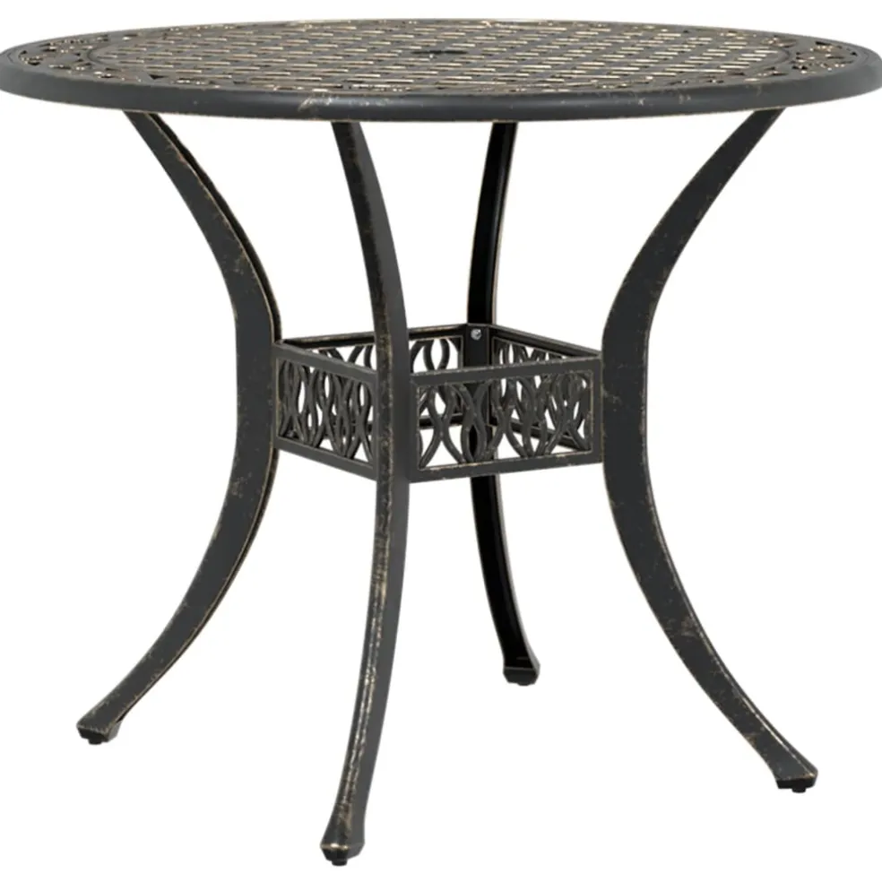 vidaXL Tuintafel Ø 90x75 cm gietaluminium bronskleurig