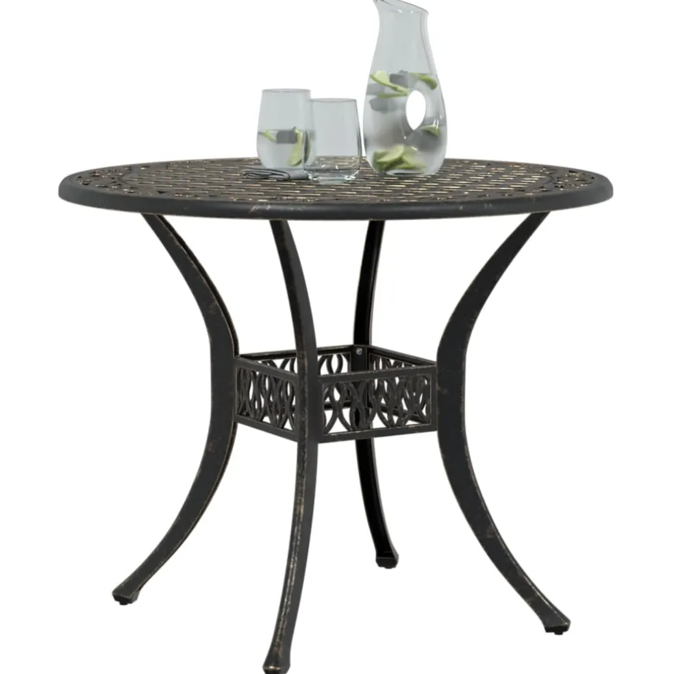 vidaXL Tuintafel Ø 90x75 cm gietaluminium bronskleurig