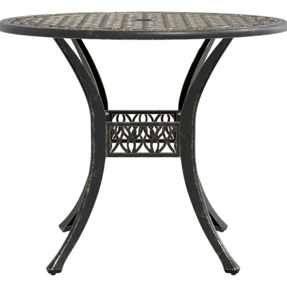vidaXL Tuintafel Ø 90x75 cm gietaluminium bronskleurig