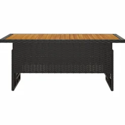 vidaXL Tuintafel 100x50x43/63 cm acaciahout en poly rattan zwart