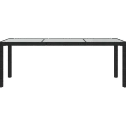 vidaXL Tuintafel 190x90x75 cm gehard glas en poly rattan black