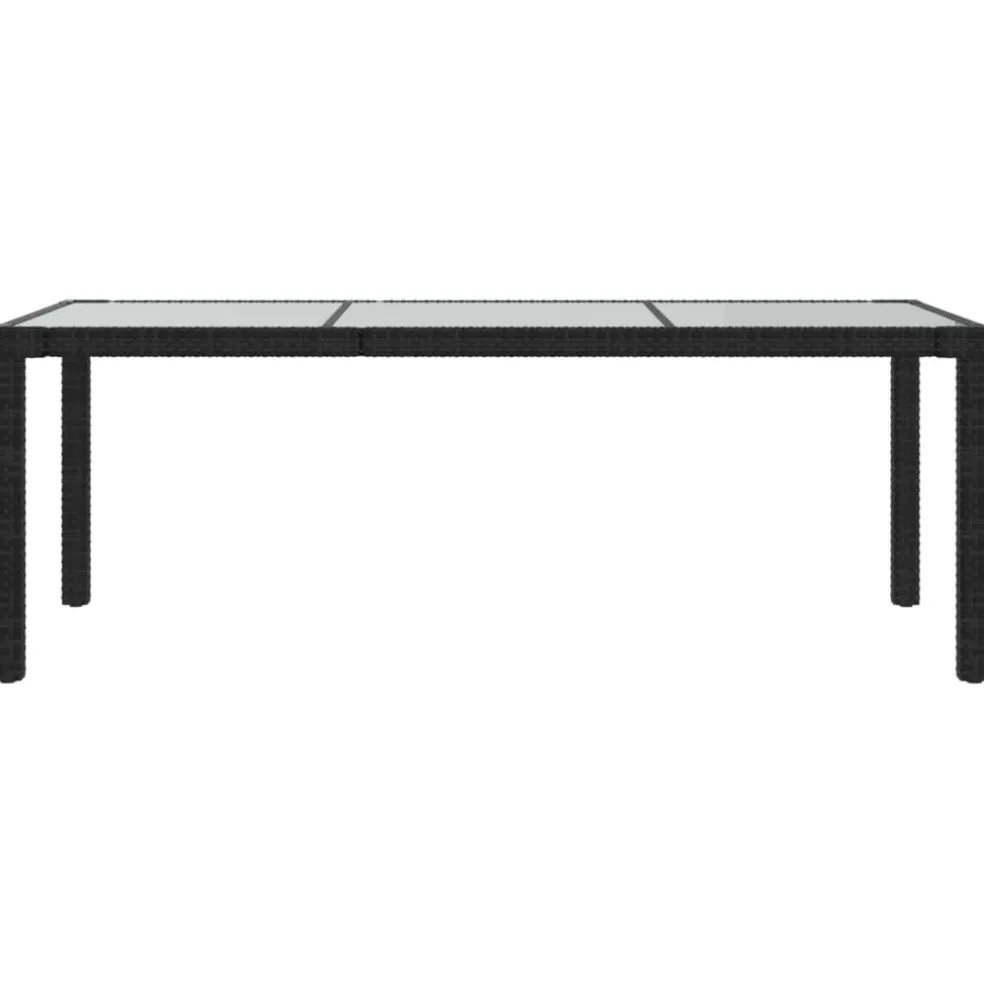 vidaXL Tuintafel 190x90x75 cm gehard glas en poly rattan black