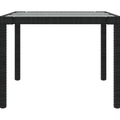 vidaXL Tuintafel 190x90x75 cm gehard glas en poly rattan black