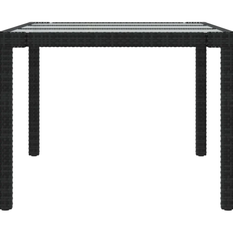 vidaXL Tuintafel 190x90x75 cm gehard glas en poly rattan black