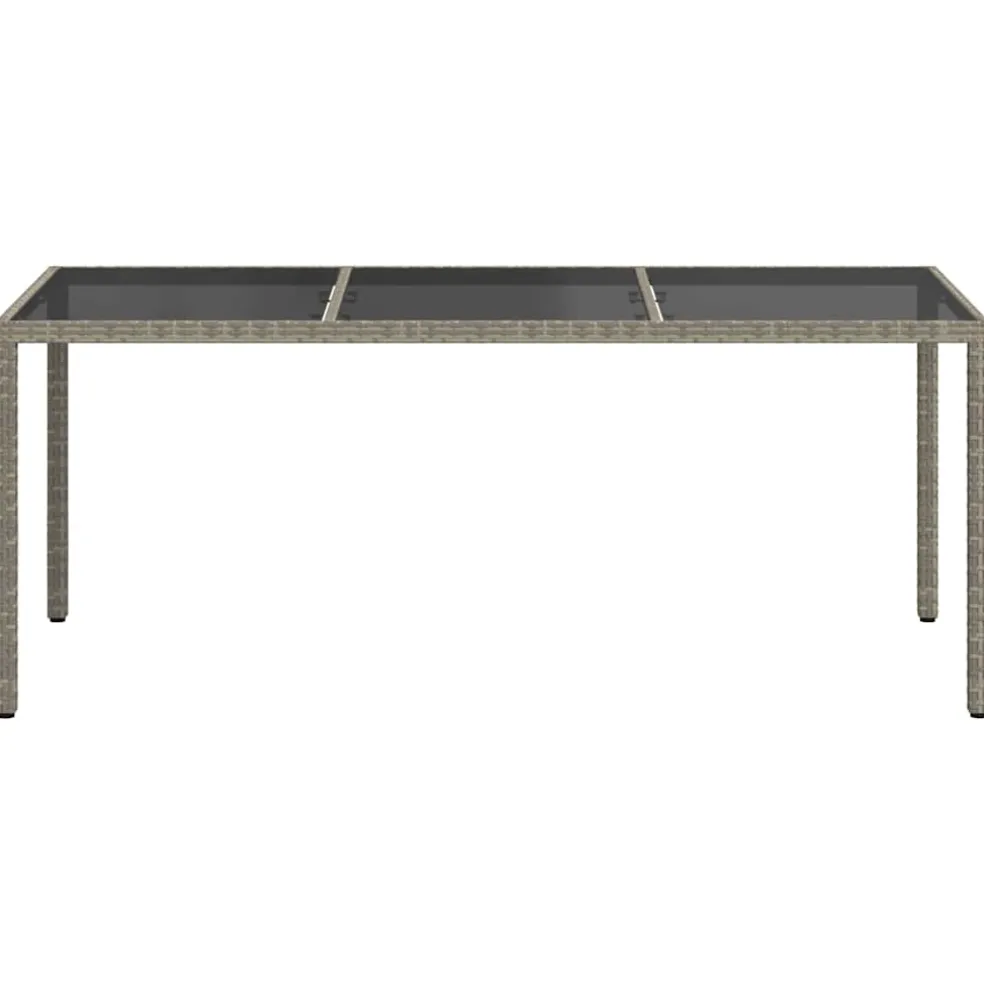 vidaXL Tuintafel 190x90x75 cm gehard glas en poly rattan grijs