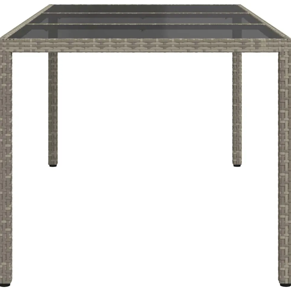 vidaXL Tuintafel 190x90x75 cm gehard glas en poly rattan grijs