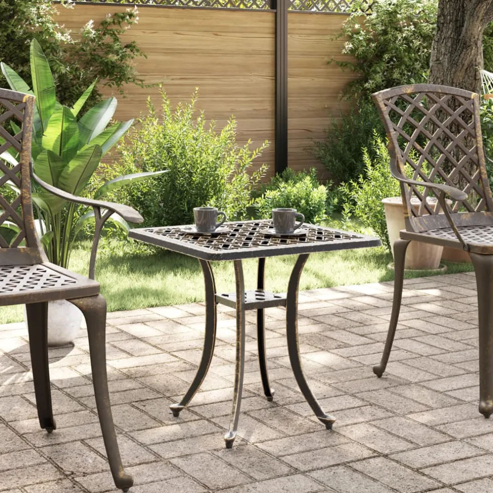 vidaXL Tuintafel 53x53x53 cm gietaluminium bronskleurig