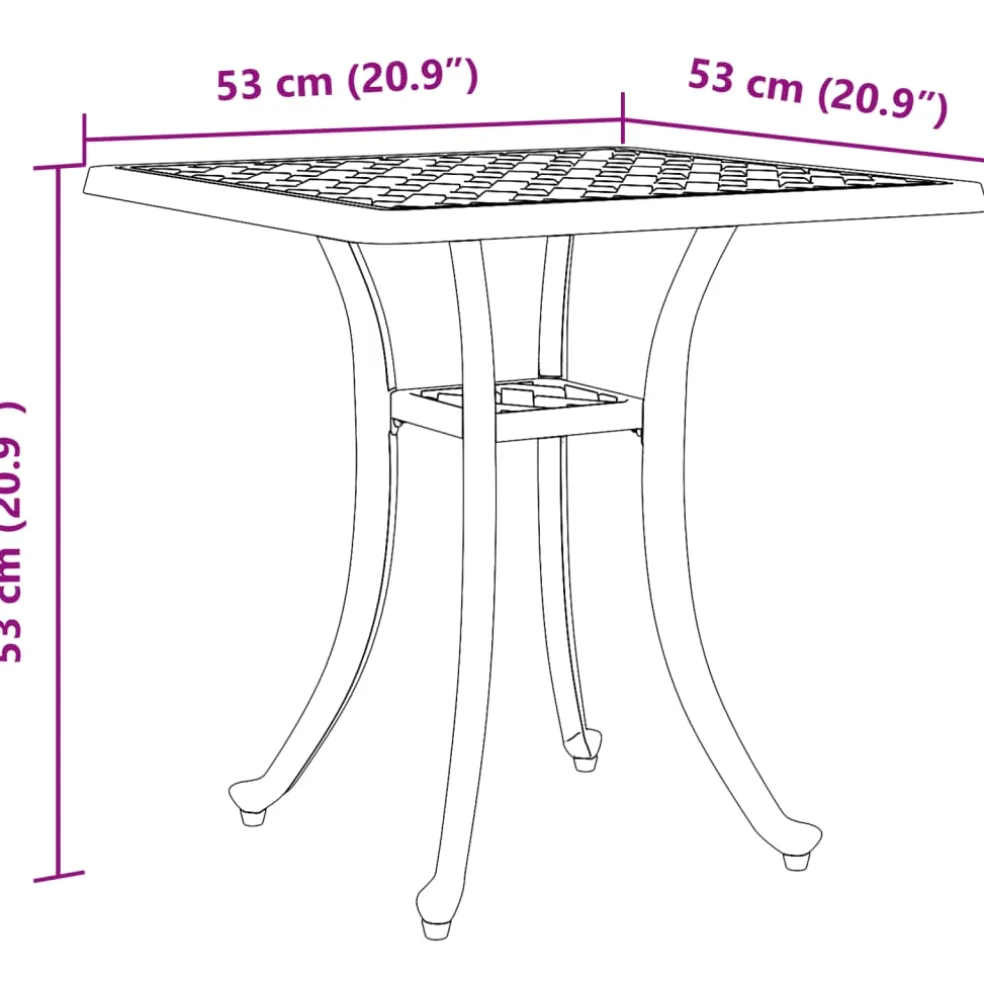 vidaXL Tuintafel 53x53x53 cm gietaluminium bronskleurig