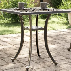 vidaXL Tuintafel 53x53x53 cm gietaluminium bronskleurig