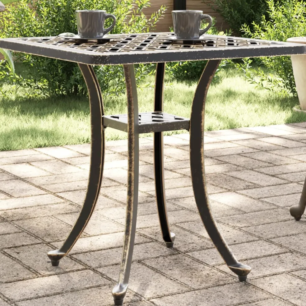vidaXL Tuintafel 53x53x53 cm gietaluminium bronskleurig