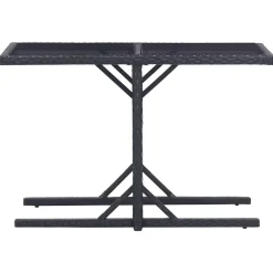 vidaXL Tuintafel 110x53x72 cm glas en poly rattan zwart