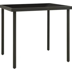 vidaXL Tuintafel 80x80x72 cm glas en staal antracietkleurig