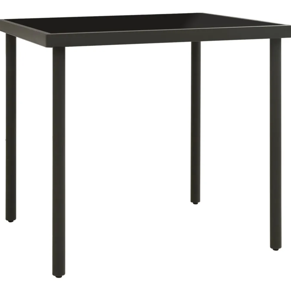 vidaXL Tuintafel 80x80x72 cm glas en staal antracietkleurig