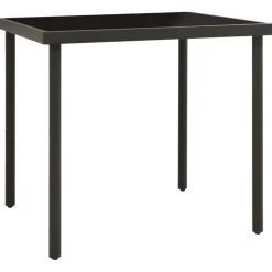 vidaXL Tuintafel 80x80x72 cm glas en staal antracietkleurig