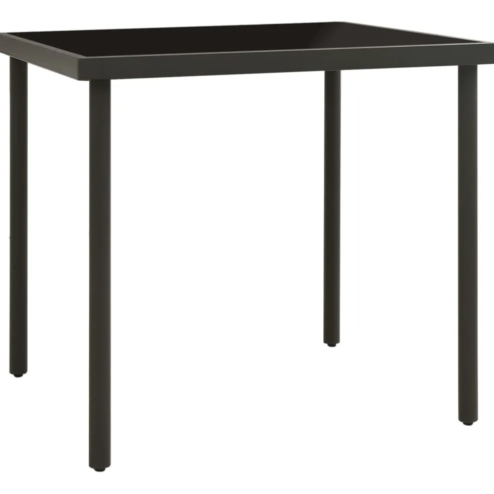 vidaXL Tuintafel 80x80x72 cm glas en staal antracietkleurig