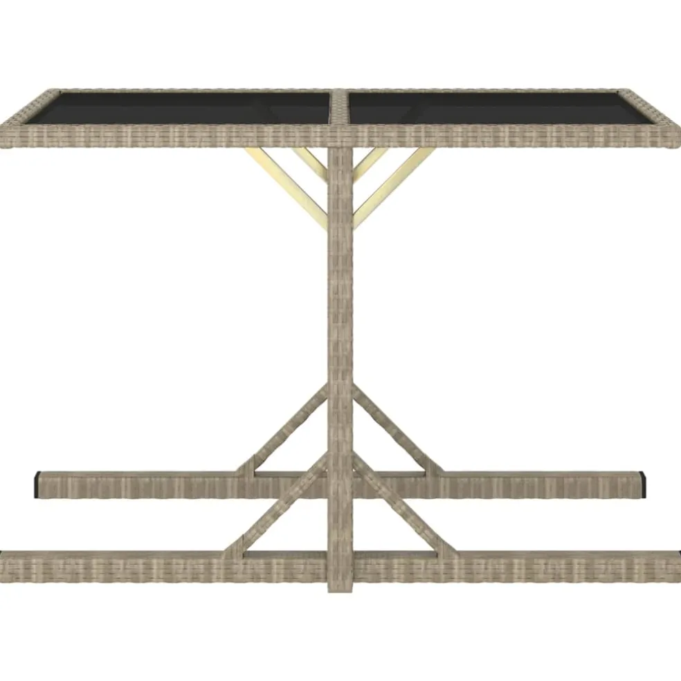 vidaXL Tuintafel 110x53x72 cm glas en poly rattan beige