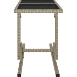vidaXL Tuintafel 110x53x72 cm glas en poly rattan beige
