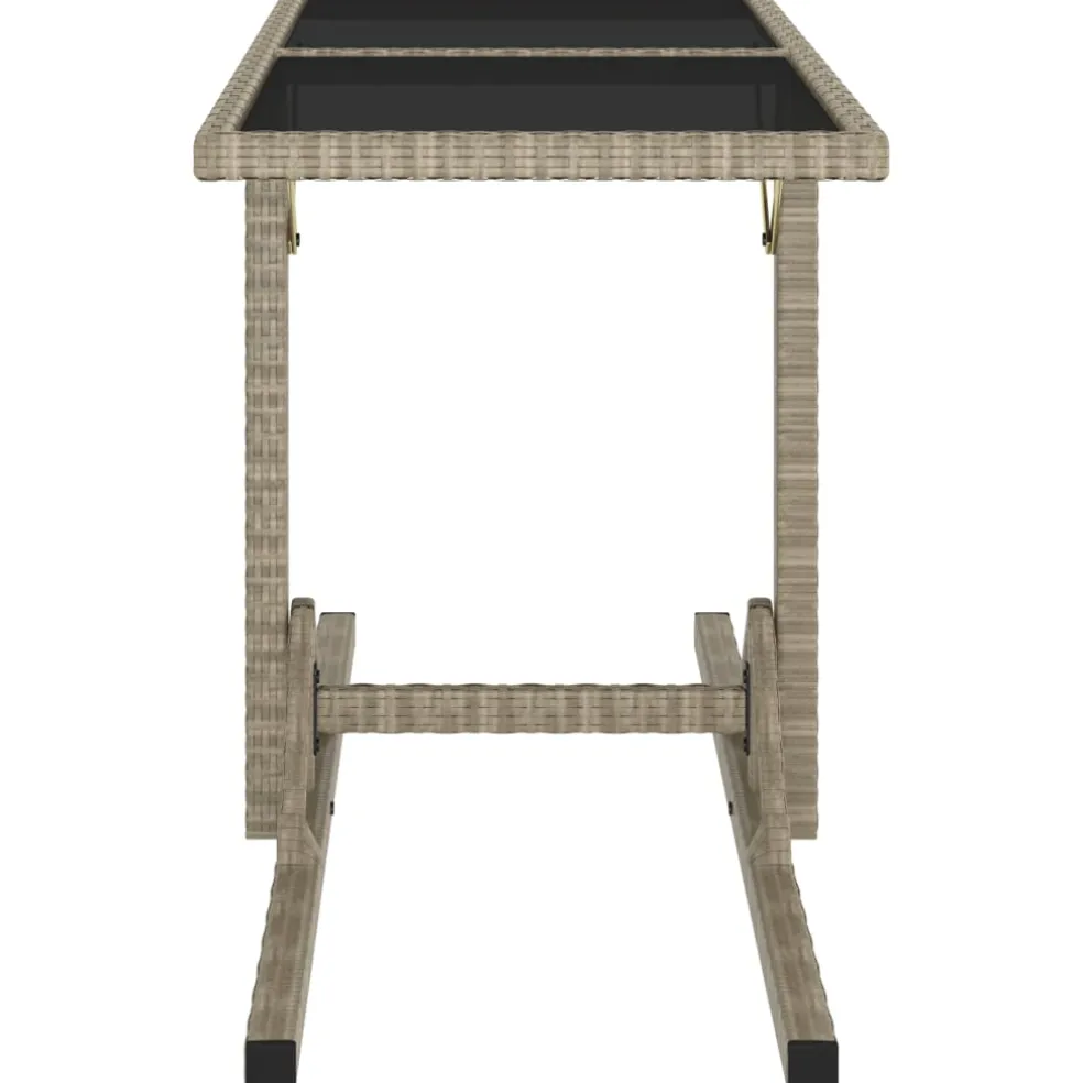 vidaXL Tuintafel 110x53x72 cm glas en poly rattan beige