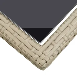 vidaXL Tuintafel 110x53x72 cm glas en poly rattan beige