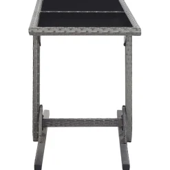 vidaXL Tuintafel 110x53x72 cm glas en poly rattan antraciet