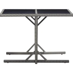 vidaXL Tuintafel 110x53x72 cm glas en poly rattan antraciet