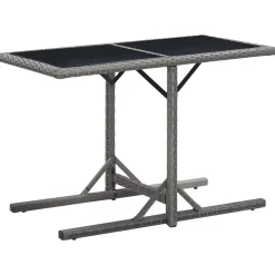 vidaXL Tuintafel 110x53x72 cm glas en poly rattan antraciet