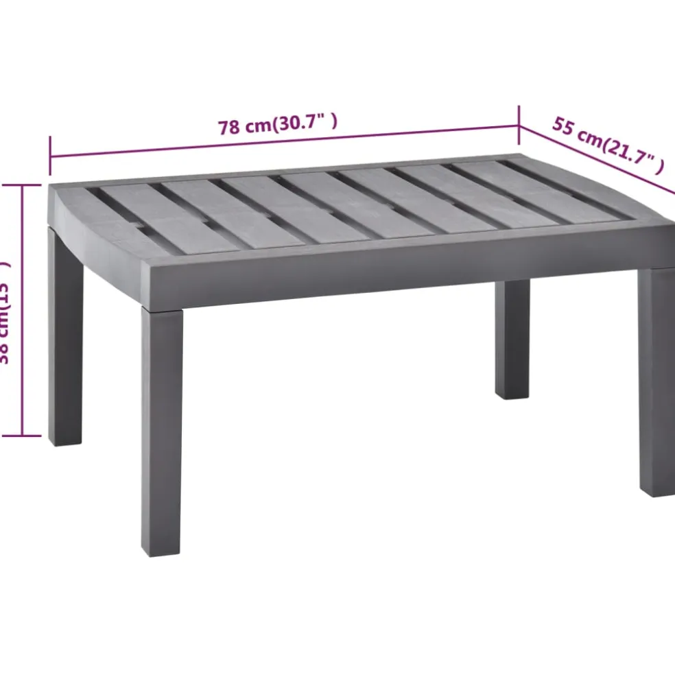 vidaXL Tuintafel 78x55x38 cm kunststof mokkakleurig