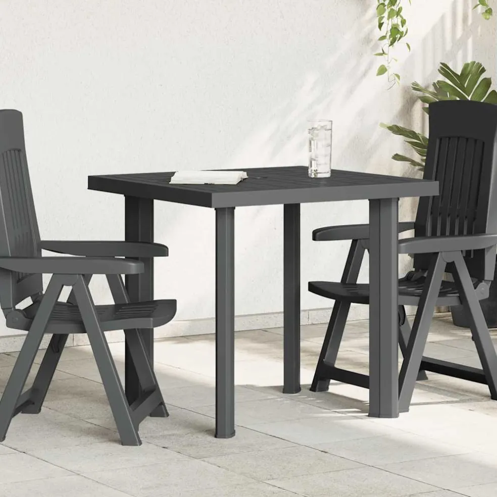 vidaXL Tuintafel 80x75x72 cm kunststof antraciet