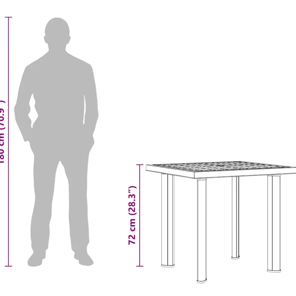 vidaXL Tuintafel 80x75x72 cm kunststof antraciet